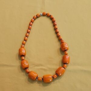 Vintage Costume Jewelry Necklace - Manufacturer Is Unknown - Fun Orange Color